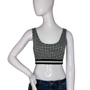 Honey Punch Dolls Kill Plaid Crop Top Sleeveless Black Size M